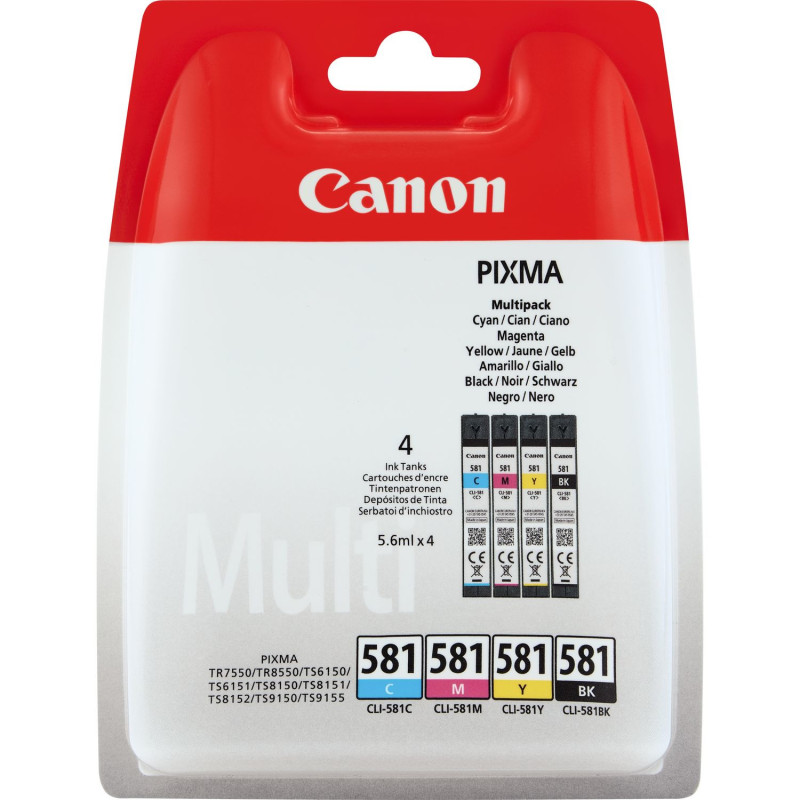 Cartucho tinta canon cli - 581 negro - cian - magenta - amarillo Cartucho tinta canon cli - 581 negro - cian - magenta - amarillo