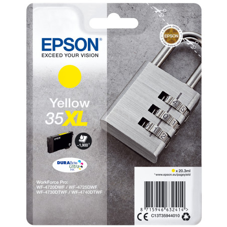 Cartucho tinta epson c13t35944010 amarillo xl durabrite ultra ink 35xl - 1900 paginas - candado