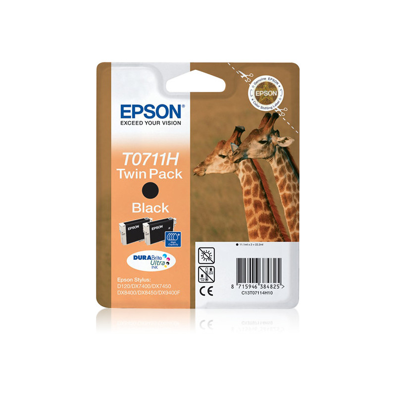 Pack of 2 epson colors c13t07114h10 black large capacity pack of 2 units - jirafa Pack of 2 epson colors c13t07114h10 black large capacity pack of 2 units - jirafa