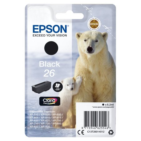 Cartucho tinta epson t260140 negro xp - 600 - 605 - 700 - 800 -  oso polar