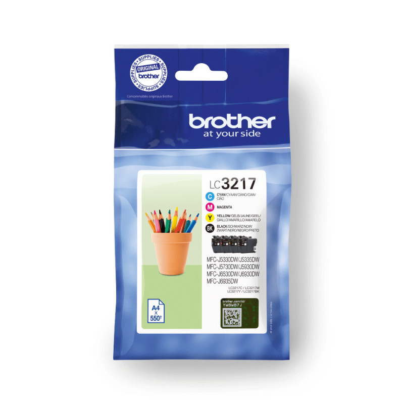 Pack cartuchos tinta brother lc3217val negro cian magenta amarillo 550 paginas