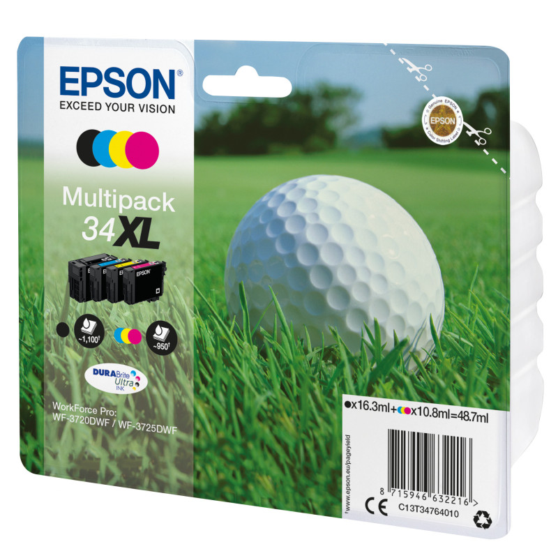Epson Golf ball C13T34764010 ink cartridge 1 pc(s) Original High (XL) Yield Black, Cyan, Magenta, Yellow Epson Golf ball C13T34764010 ink cartridge 1 pc(s) Original High (XL) Yield Black, Cyan, Magenta, Yellow