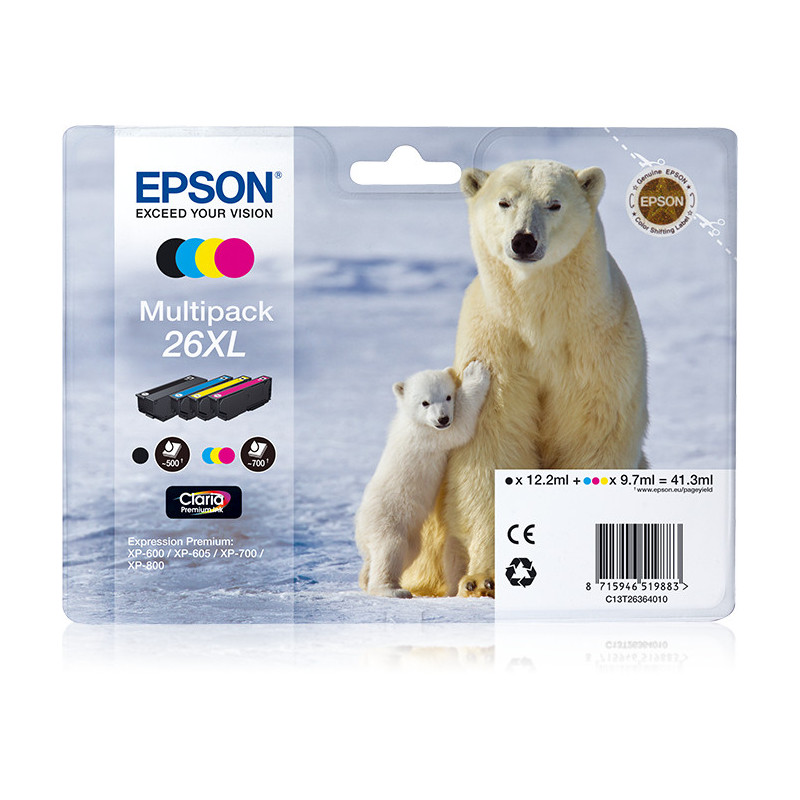 Epson Polar bear Multipack 26XL (4 colori XL : NCMG) Epson Polar bear Multipack 26XL (4 colori XL : NCMG)