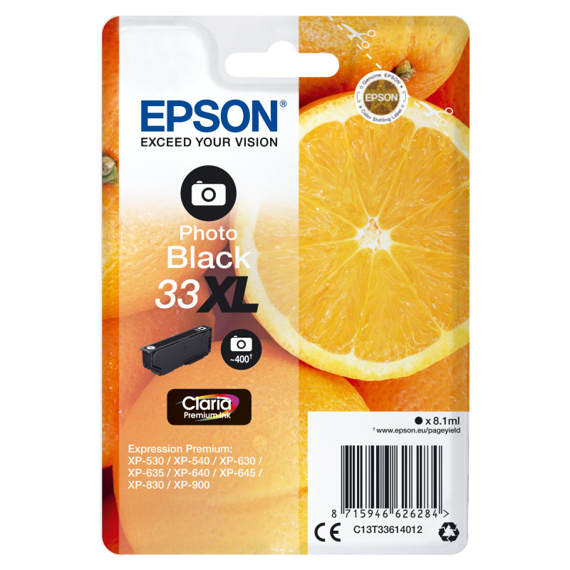 Epson Oranges C13T33614012 ink cartridge 1 pc(s) Original High (XL) Yield Photo black Epson Oranges C13T33614012 ink cartridge 1 pc(s) Original High (XL) Yield Photo black