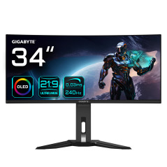 GIGABYTE MO34WQC2 computer monitor 34" 3440 x 1440 pixels Wide Quad HD OLED Black