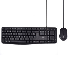 Ewent EW3006 keyboard Mouse included Office USB QWERTY Spanish Black