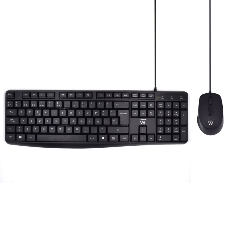 Ewent EW3006 keyboard Mouse included Office USB QWERTY Spanish Black Ewent EW3006 keyboard Mouse included Office USB QWERTY Spanish Black
