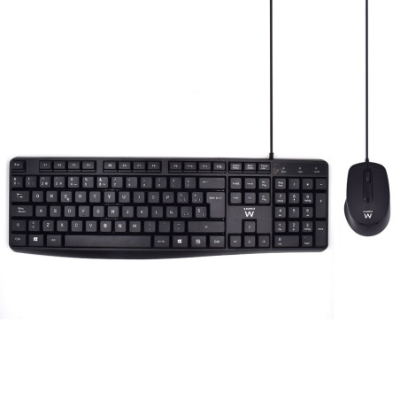 Ewent EW3006 keyboard Mouse included Office USB QWERTY Spanish Black