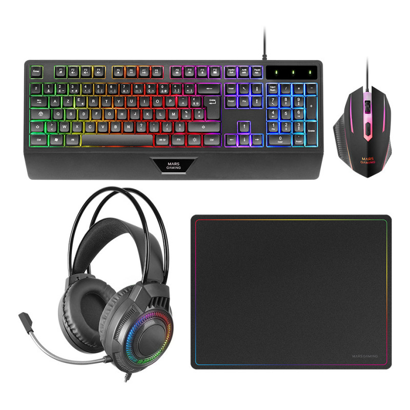 Mars Gaming MCP124PRO keyboard Mouse included USB QWERTY Spanish Black