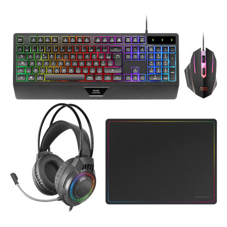 Mars Gaming MCP124PRO tastiera Mouse incluso USB QWERTY Spagnolo Nero
