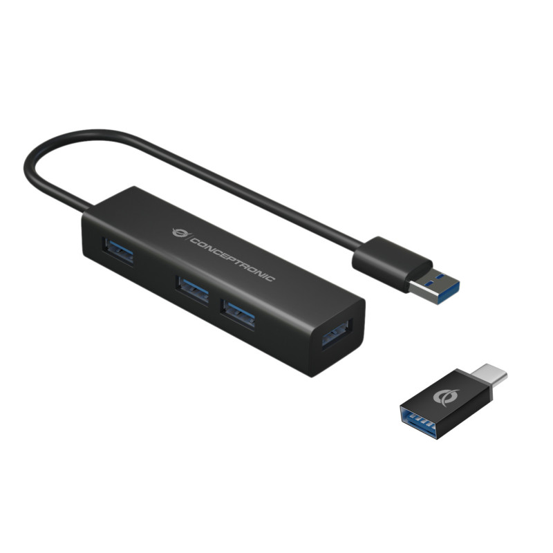 Conceptronic HUBBIES06B interface hub USB 3.2 Gen 1 (3.1 Gen 1) Type-A 5000 Mbit/s Black Conceptronic HUBBIES06B interface hub USB 3.2 Gen 1 (3.1 Gen 1) Type-A 5000 Mbit/s Black