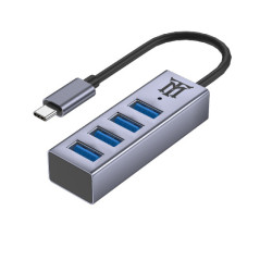 Maillon Technologique Premium MTHUB4 hub di interfaccia USB 3.2 Gen 2 (3.1 Gen 2) Type-C 5 Mbit s Alluminio, Grigio