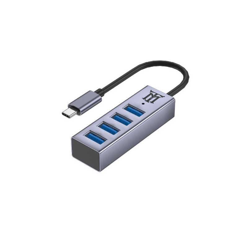 Maillon Technologique Premium MTHUB4 hub di interfaccia USB 3.2 Gen 2 (3.1 Gen 2) Type-C 5 Mbit/s Alluminio, Grigio