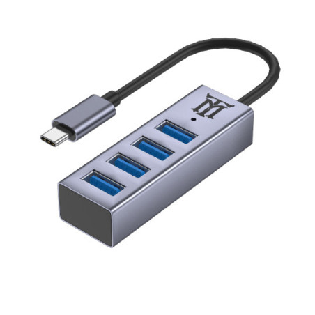 Maillon Technologique Premium MTHUB4 hub di interfaccia USB 3.2 Gen 2 (3.1 Gen 2) Type-C 5 Mbit/s Alluminio, Grigio