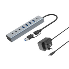 Conceptronic HUBBIES20GP interface hub USB 3.2 Gen 1 (3.1 Gen 1) Type-C 5000 Mbit s Gray