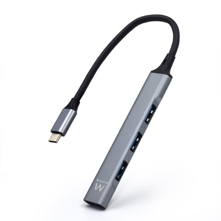 Ewent EW1145 interface hub USB 3.2 Gen 1 (3.1 Gen 1) Type-C 5000 Mbit/s Gray, Silver