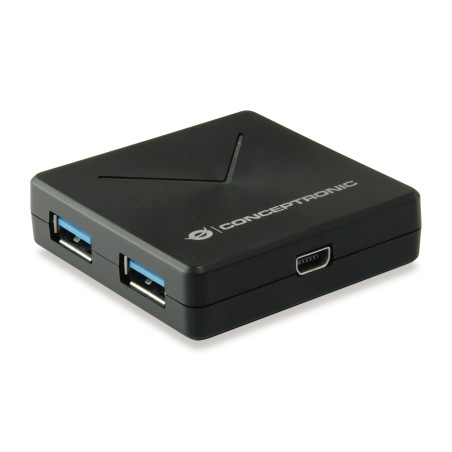 Conceptronic HUBBIES02B interface hub USB 3.2 Gen 1 (3.1 Gen 1) Mini-B 5000 Mbit s Black