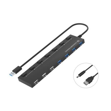Conceptronic HUBBIES09B interface hub USB Type-A 5000 Mbit s Black