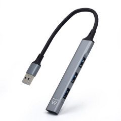 Ewent EW1144 interface hub USB 3.2 Gen 1 (3.1 Gen 1) Type-A 5000 Mbit s Gray, Silver