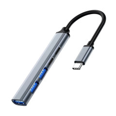 Ewent EW1149 interface hub USB 3.2 Gen 1 (3.1 Gen 1) Type-C 5000 Mbit s Gray, Silver