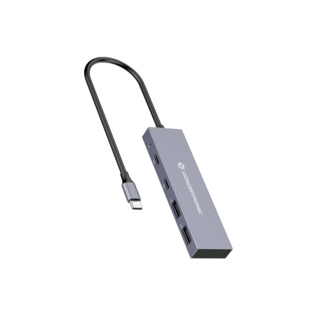 Conceptronic HUBBIES13G interface hub USB 3.2 Gen 2 (3.1 Gen 2) Type-C 10000 Mbit s Gray
