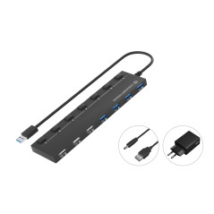 Conceptronic HUBBIES09BP interface hub USB 3.2 Gen 1 (3.1 Gen 1) Type-A 5000 Mbit s Black