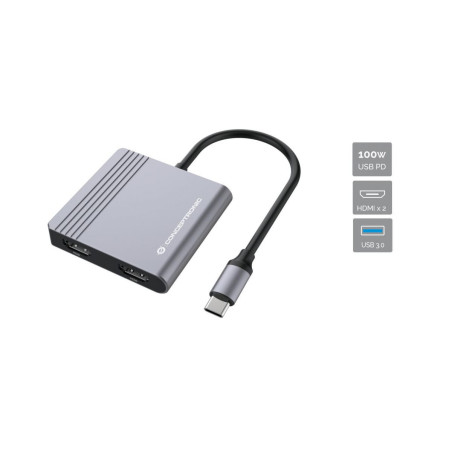 Conceptronic DONN13G laptop dock/port replicator Wired USB 3.2 Gen 1 (3.1 Gen 1) Type-C Gray