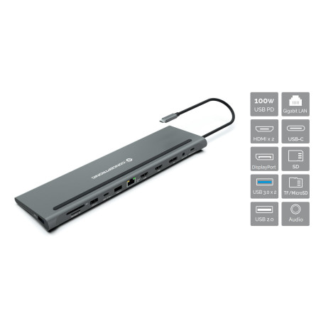 Conceptronic DONN17G laptop dock/port replicator Wired USB 3.2 Gen 1 (3.1 Gen 1) Type-C Gray