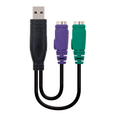 Nanocable 10.03.0101 PS 2 cable 5.91" (0.15 m) 2x 6-p Mini-DIN USB A Black