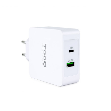 TooQ TQWC-2SC03WT Caricabatterie per dispositivi mobili Universale Bianco AC Ricarica rapida Interno