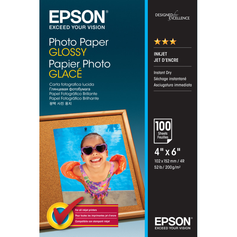 Epson Photo Paper Glossy - 10x15cm - 100 Fogli Epson Photo Paper Glossy - 10x15cm - 100 Fogli