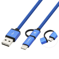 CoolBox COO-CAB-U2MC-BL USB cable USB 2.0 39.4" (1 m) USB A USB C Micro-USB B Blue