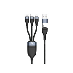 Conceptronic ETTA05B15 USB cable USB 2.0 59.1" (1.5 m) USB C USB C Micro-USB B Lightning Black