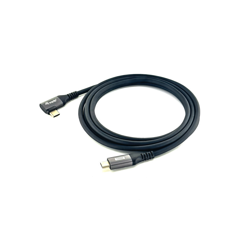 Equip Cavo USB 2.0 da C a C angolato a 90°, M/M, 2,0 m, PD 100W, nero Equip Cavo USB 2.0 da C a C angolato a 90°, M/M, 2,0 m, PD 100W, nero