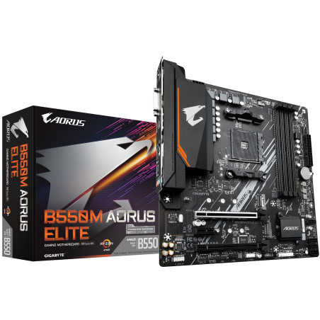 GIGABYTE B550M AORUS ELITE Scheda madre - CPU AMD Ryzen 5000, VRM a 5+3 fasi, fino a 4733 MHz DDR4, 1xPCIe 4.0 + 1xPCIe 3.0