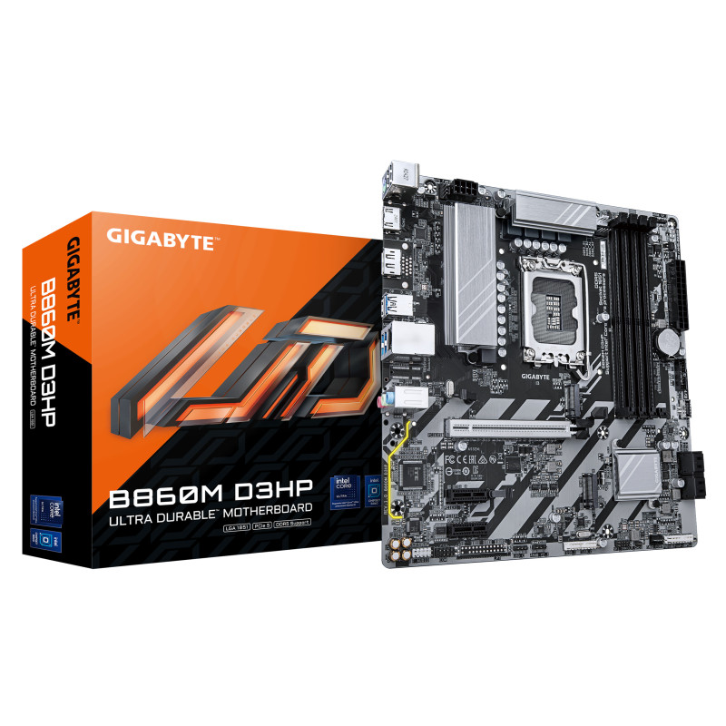 GIGABYTE B860M D3HP Scheda madre - CPU Intel Core Ultra, VRM a 4+1+2+1 fasi, fino a 9066MHz DDR5, 2xPCIe 4.0 M.2, LAN GbE, USB GIGABYTE B860M D3HP Scheda madre - CPU Intel Core Ultra, VRM a 4+1+2+1 fasi, fino a 9066MHz DDR5, 2xPCIe 4.0 M.2, LAN GbE, USB