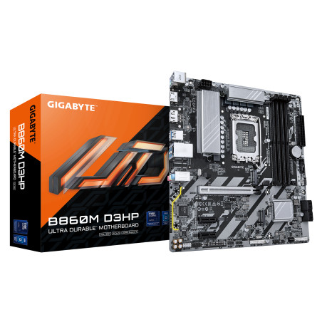 GIGABYTE B860M D3HP Scheda madre - CPU Intel Core Ultra, VRM a 4+1+2+1 fasi, fino a 9066MHz DDR5, 2xPCIe 4.0 M.2, LAN GbE, USB
