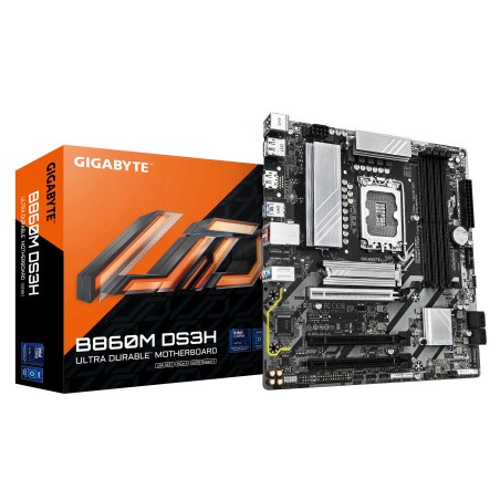 GIGABYTE B860M DS3H Scheda madre - CPU Intel Core Ultra, VRM a 5+1+2+1 fasi, fino a 9066MHz DDR5, 1xPCIe 5.0 + 1xPCIe 4.0 M.2,