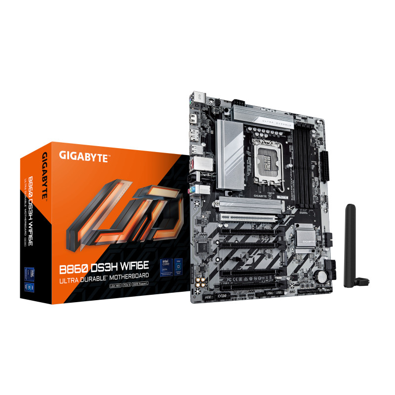 GIGABYTE B860 DS3H WIFI6E Scheda madre - CPU Intel Core Ultra, VRM a 8+1+2+2 fasi, fino a 9066MHz DDR5, 1xPCIe 5.0 + 1xPCIe 4.0 GIGABYTE B860 DS3H WIFI6E Scheda madre - CPU Intel Core Ultra, VRM a 8+1+2+2 fasi, fino a 9066MHz DDR5, 1xPCIe 5.0 + 1xPCIe 4.0