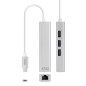 Cable usb tipo c 3.0 a gigabit ethernet + 3 x usb 3.0 nanocable 15cm - macho - hembra - plata Cable usb tipo c 3.0 a gigabit ethernet + 3 x usb 3.0 nanocable 15cm - macho - hembra - plata