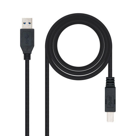 Nanocable 10.01.0802-BK cavo USB USB 3.2 Gen 1 (3.1 Gen 1) 2 m USB A USB B Nero
