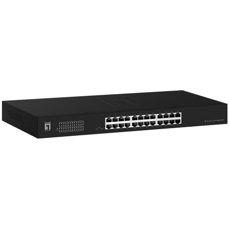 LevelOne Switch 24x GE GEU-2431 19\" Rack Mount Kit Unmanaged Gigabit Ethernet (10 100 1000) 1U Black
