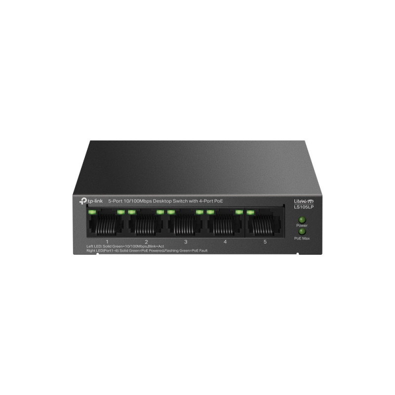 TP-Link LiteWave LS105P Non gestito Fast Ethernet (10/100) Supporto Power over Ethernet (PoE) Nero TP-Link LiteWave LS105P Non gestito Fast Ethernet (10/100) Supporto Power over Ethernet (PoE) Nero