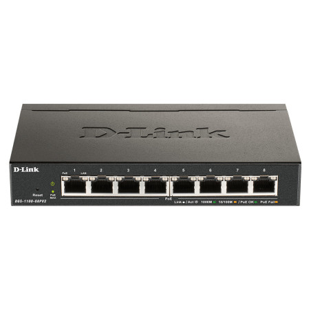 D-Link DGS-1100-08PV2 B switch di rete Gestito L2 L3 Gigabit Ethernet (10 100 1000) Supporto Power over Ethernet (PoE) Nero