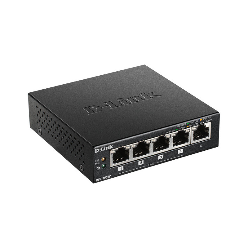 D-Link DGS-1005P/E switch di rete Non gestito Gigabit Ethernet (10/100/1000) Supporto Power over Ethernet (PoE) Nero D-Link DGS-1005P/E switch di rete Non gestito Gigabit Ethernet (10/100/1000) Supporto Power over Ethernet (PoE) Nero