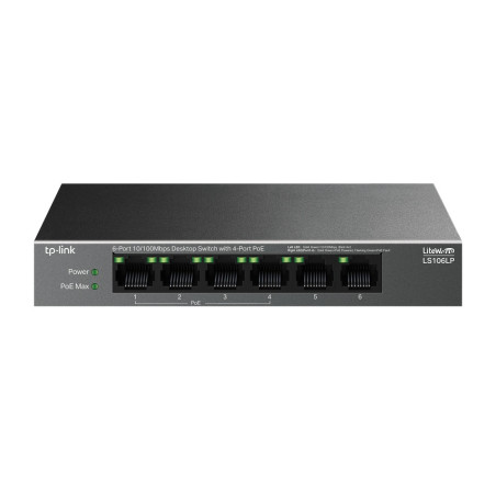 TP-Link LiteWave LS106LP network switch Unmanaged Fast Ethernet (10 100) Power over Ethernet (PoE) Black