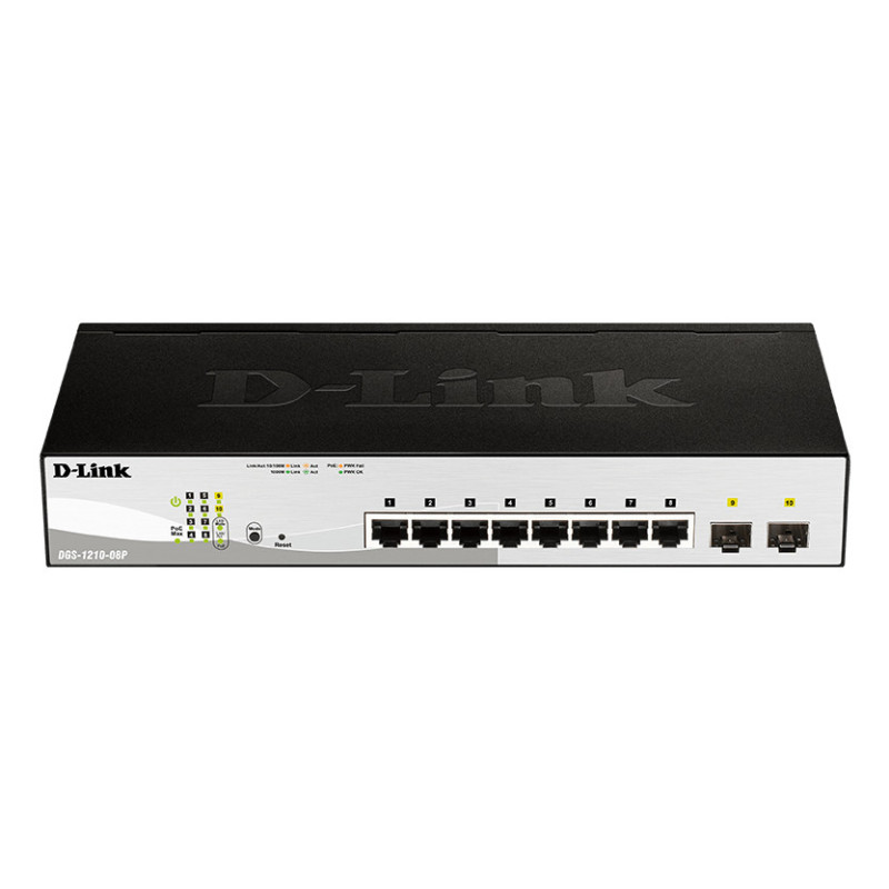 D-Link DGS-1210-08P switch di rete Gestito L2/L3 Gigabit Ethernet (10/100/1000) Supporto Power over Ethernet (PoE) Nero D-Link DGS-1210-08P switch di rete Gestito L2/L3 Gigabit Ethernet (10/100/1000) Supporto Power over Ethernet (PoE) Nero