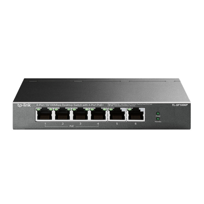 TP-Link TL-SF1006P switch di rete Non gestito Fast Ethernet (10/100) Supporto Power over Ethernet (PoE) Nero TP-Link TL-SF1006P switch di rete Non gestito Fast Ethernet (10/100) Supporto Power over Ethernet (PoE) Nero