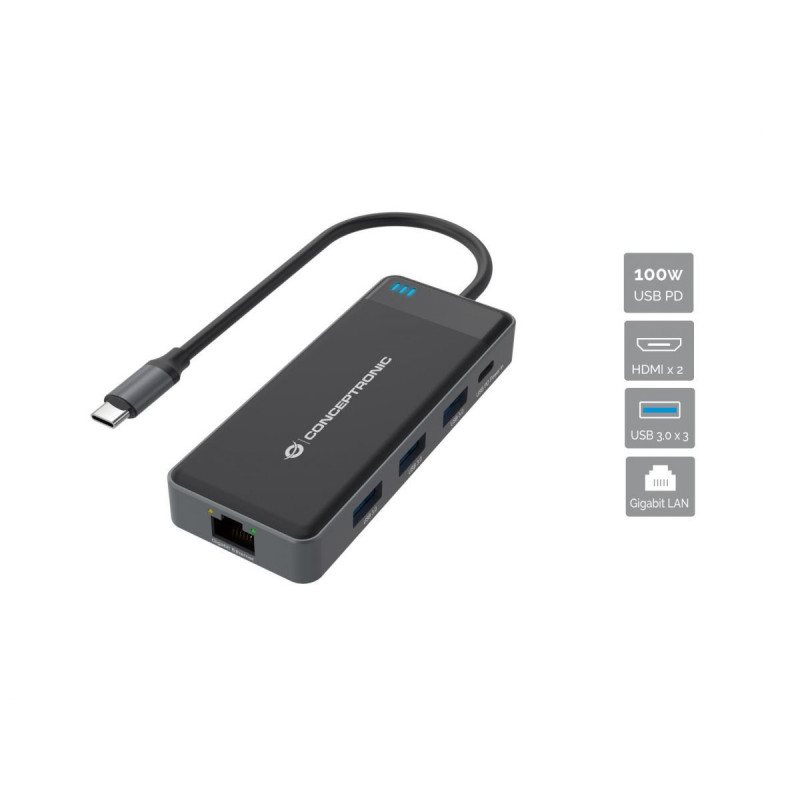 Conceptronic DONN14G laptop dock/port replicator Wired USB 3.2 Gen 1 (3.1 Gen 1) Type-C Gray Conceptronic DONN14G laptop dock/port replicator Wired USB 3.2 Gen 1 (3.1 Gen 1) Type-C Gray