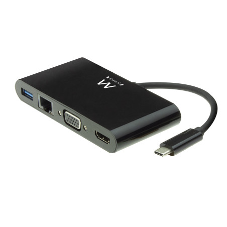 Ewent EW9827 laptop dock/port replicator USB 3.2 Gen 1 (3.1 Gen 1) Type-C Black
